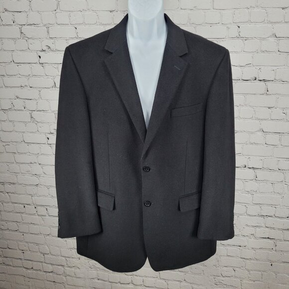 T. Harris Black Cashmere Silk Wool 2 Button Vented Notch Blazer Sport Coat 42R - Picture 1 of 14